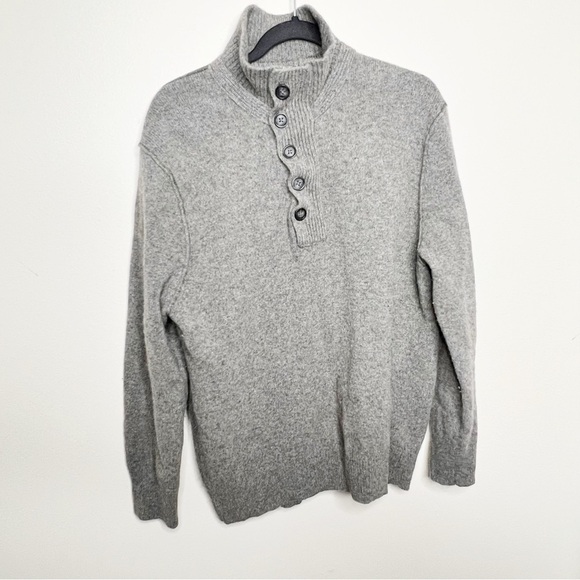 Hudson North Grey 3/4 Button Down Sweater Lambswool Men’s Size Large - Picture 1 of 3